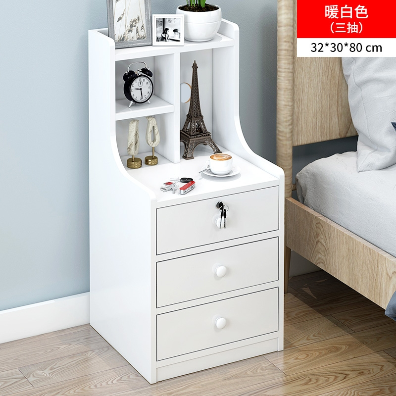 带锁床头柜简约现代简易置物架古达出租房轻奢小型储物卧室床边小柜子