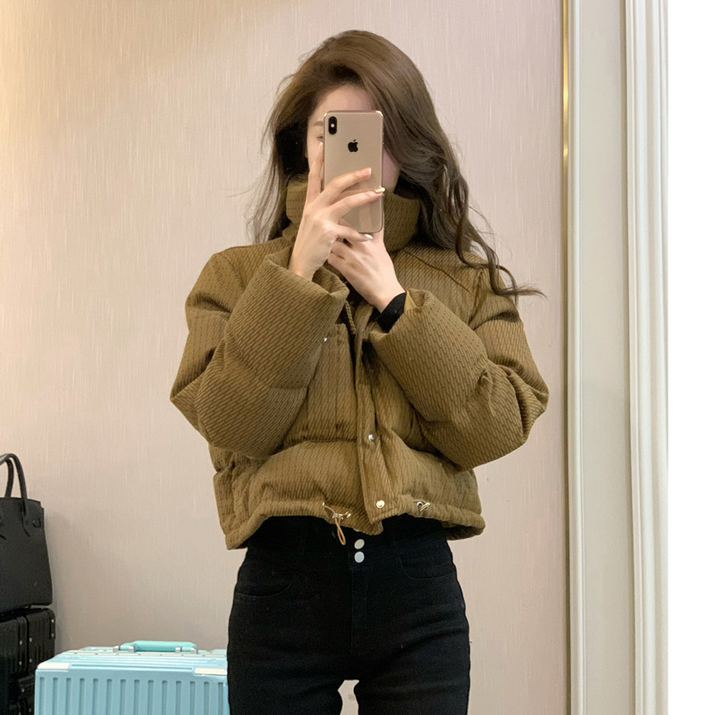 2025年新款冬季时尚短款立领羽绒棉服女复古洋气小个子炸街面包服高清大图