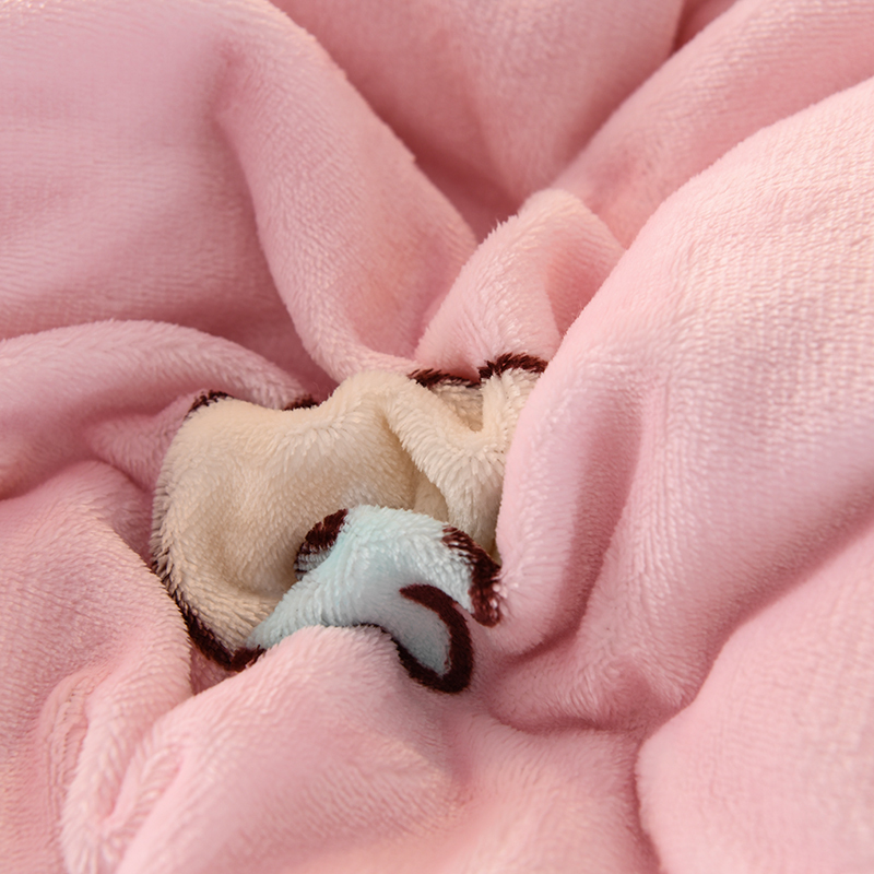 美帮汇四件套绒面珊瑚绒双面绒法兰绒毛绒被套粉色冬天加绒床单加厚女