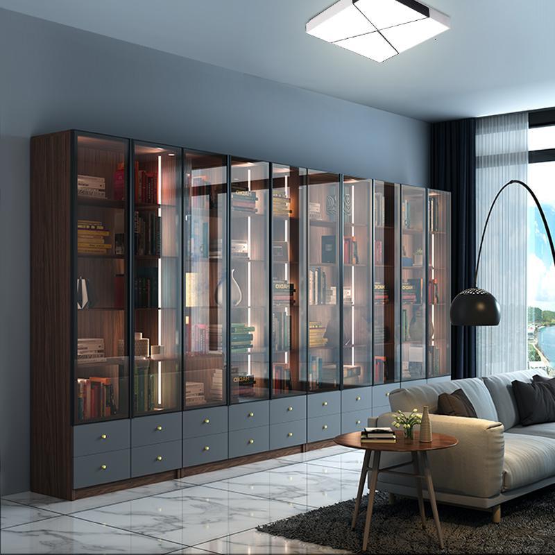 北欧玻璃闪电客全墙大书柜简约现代整面墙储物带置物架落地书房书橱