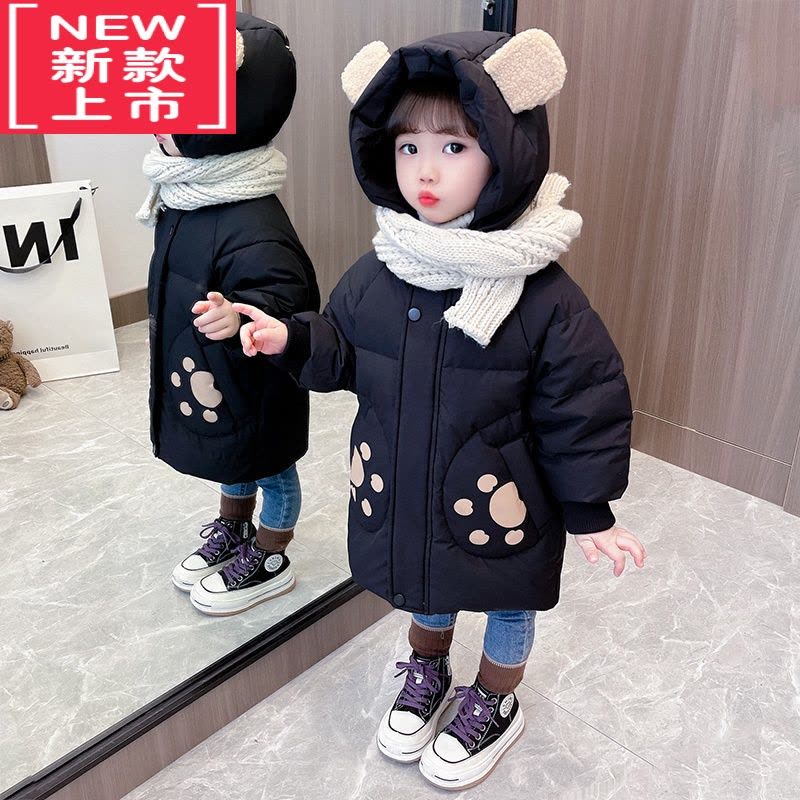 可莉允女童冬装外套2022年新款宝宝保暖棉服羽绒棉衣小童加厚棉袄中长款图片