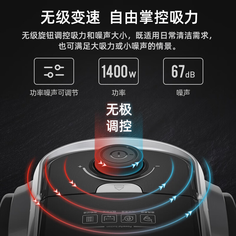 美的Midea吸尘器卧1400w室吸尘器 C7家用清洁机大功率强劲大吸力