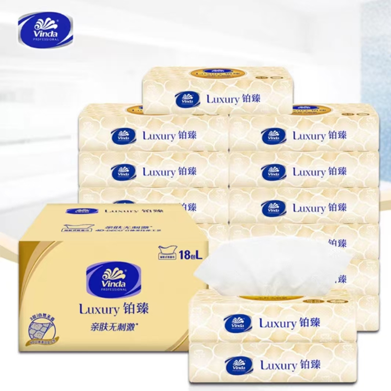 维达 维达铂臻4d压花抽纸 18包/箱,L码