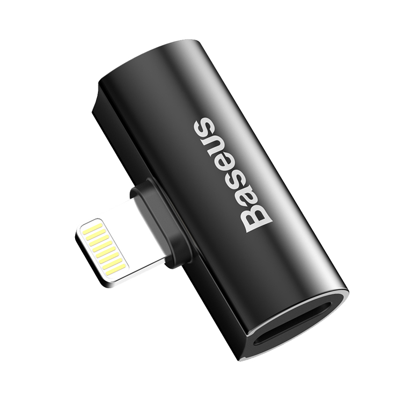 倍思耳机转接头适用于苹果7 8plus iphone Xs MaxXXr手机数据分线器头一拖二充电听歌二合一黑色常规款