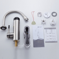 飞羽电器电热水龙头不锈钢即热式FY-6E-2快速热厨卫电热水器1秒热冷热水两用暖水宝洗碗洗菜带温度显示过水热下进水小厨宝