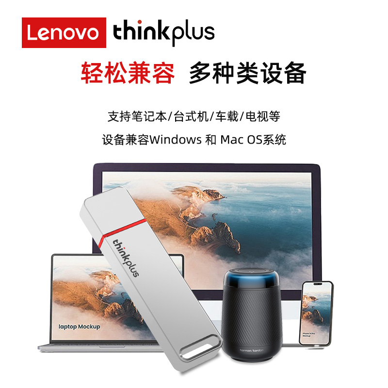 联想ThinkPlus USB3.2固态U盘 读速高达1000MB/S 高速金属优盘 TU100Pro 银色 256GB高清大图