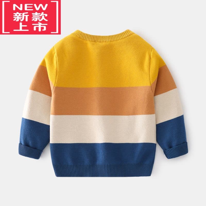 可莉允2022秋冬儿童双层棉线针织毛衣男童圆领套头毛衫男宝卡通恐龙上衣图片