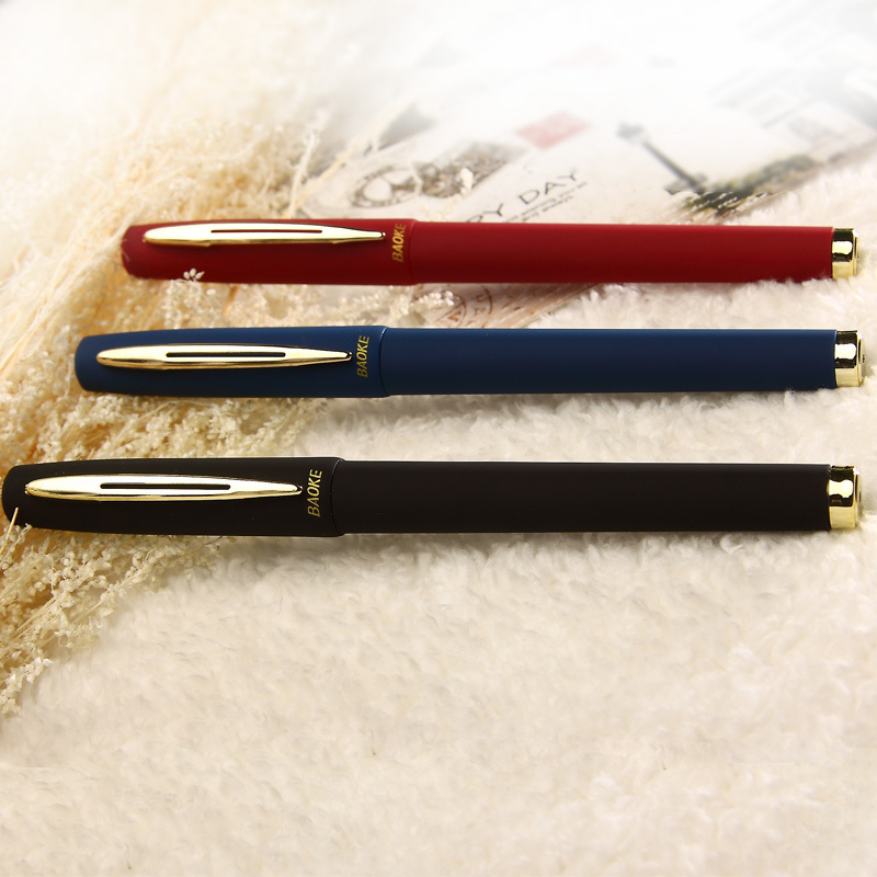 宝克(BAOKE)PC1838 大容量中性签字笔 0.7mm 红色磨砂笔杆 24个装