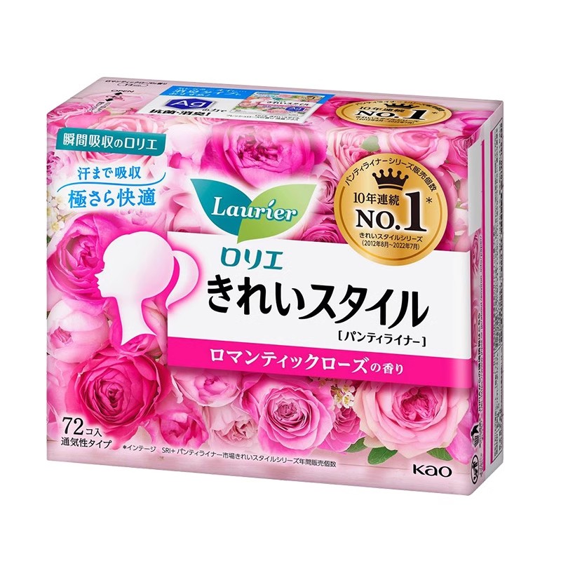 日本原装进口花王乐而雅棉柔轻薄超通透卫生护垫72枚日用卫生巾干净清爽自在透气 玫瑰香型高清大图