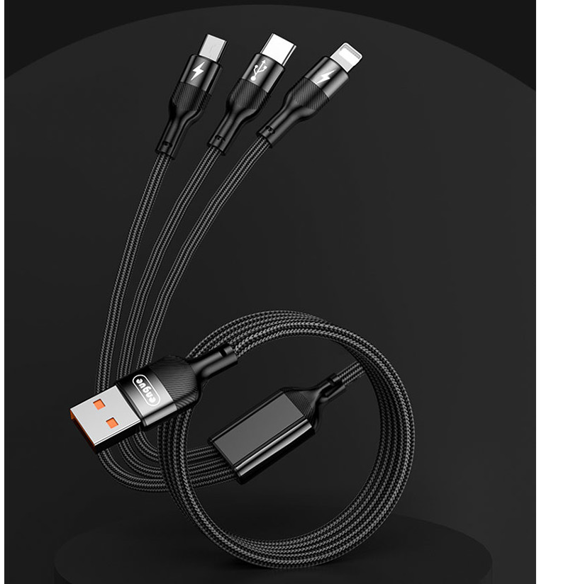 恩谷ENGUE 66W 一拖三快充数据线 EG-918 多接口高效线充套装适用Apple Micro Type-c设备