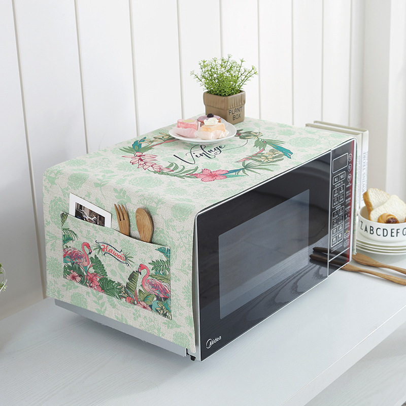 床头柜盖巾棉麻布艺盖布防水防油罩通用烤箱罩防尘罩微波炉罩 HX-03 防水.小双开门冰箱【150*60cm】