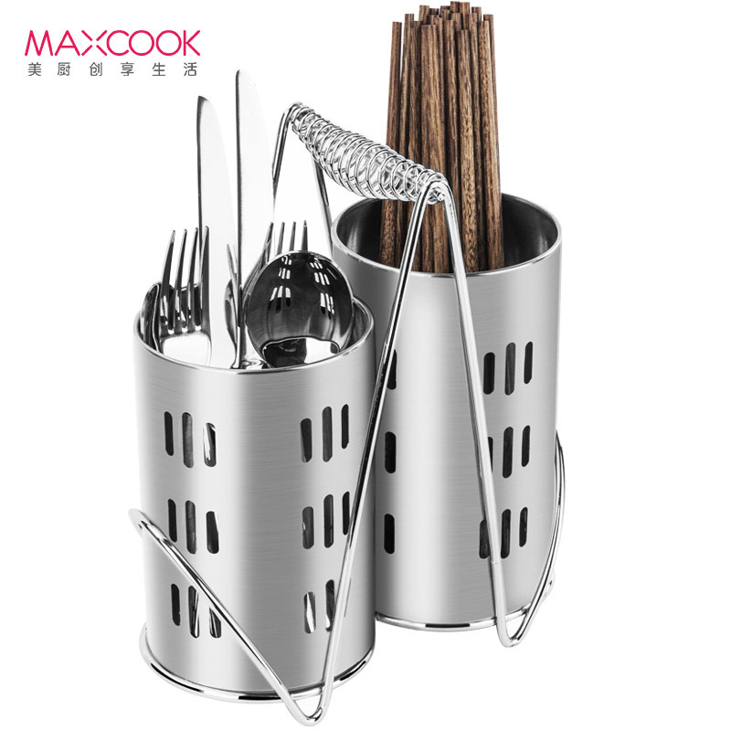 美厨 304不锈钢筷笼筷子筒 加厚沥水置物筷子架两件套 MCKL-02