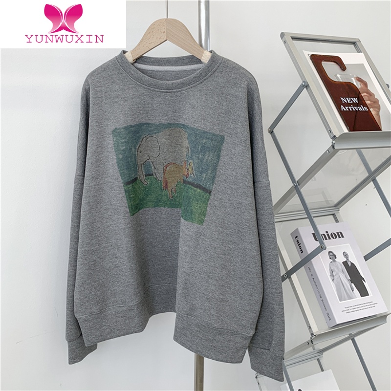 YUNWUXIN大码卫衣女2021新款薄款chic宽松bf慵懒港风oversize上衣外套
