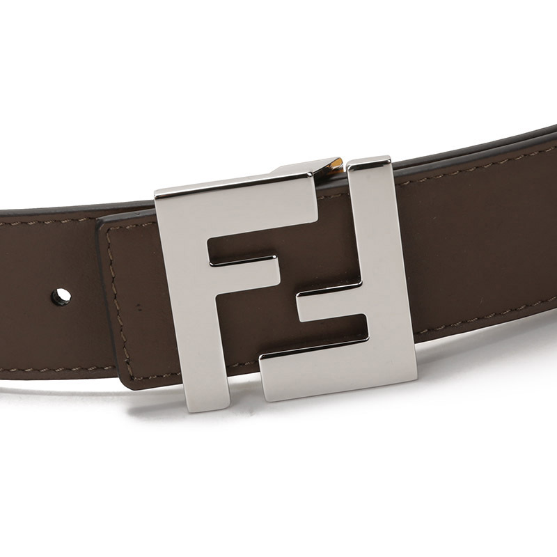 fendi男士涂层面料配皮板扣式双面皮带腰带7c0424afsz