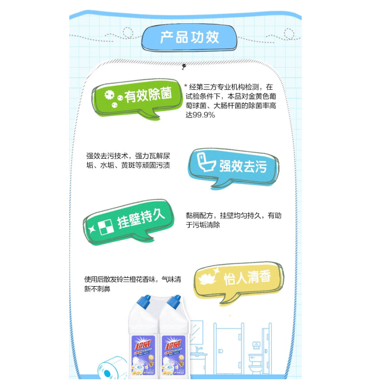 超威(SUPERB) 沁香净味去垢 505g*2 洁厕液 2.00 瓶/组 (计价单位:组) 白色高清大图
