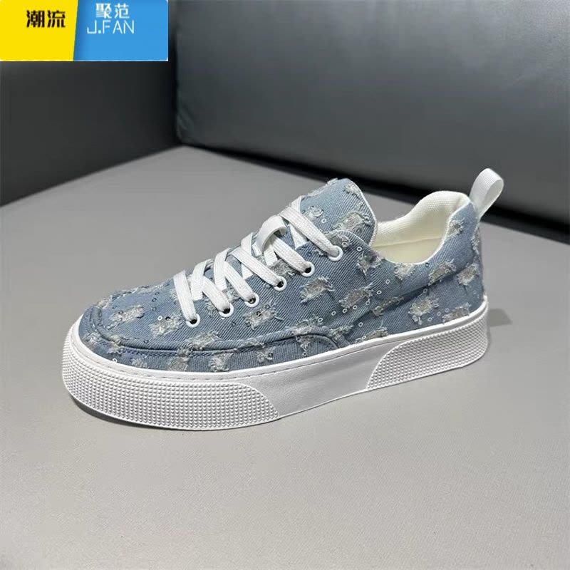 聚范2024夏季透气帆布鞋45特大码板鞋46运动休闲鞋47加肥加大号男鞋图片