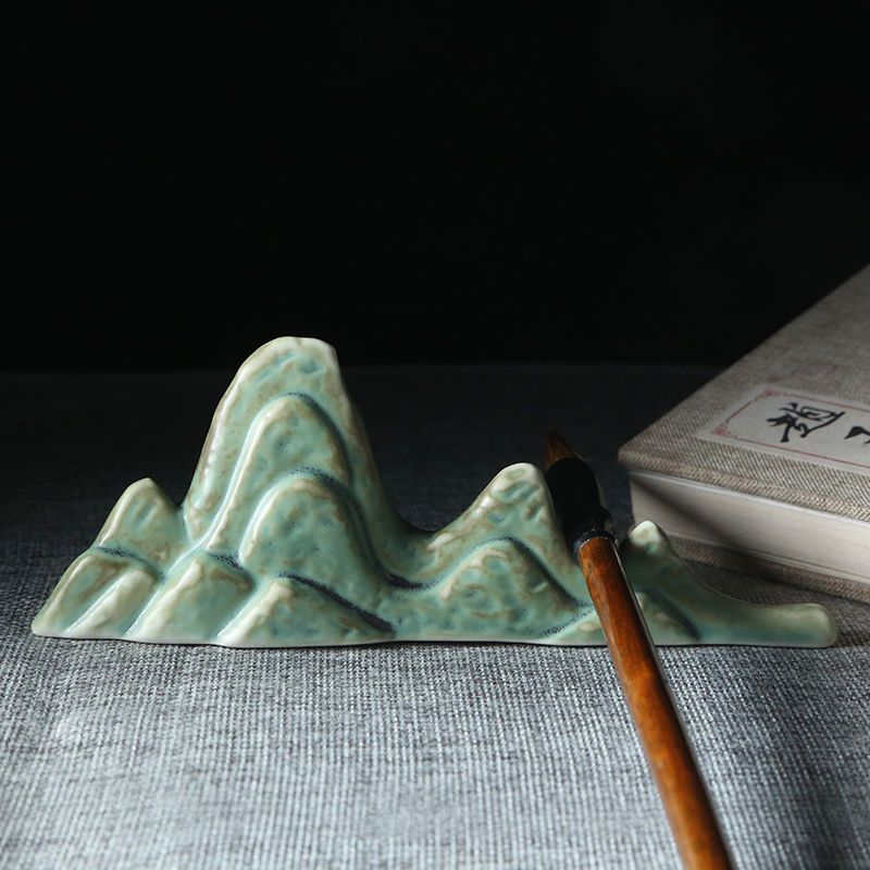 匠心文房高山流水笔架书房毛笔笔搁陶瓷笔架山文房四宝山形笔搁主图款