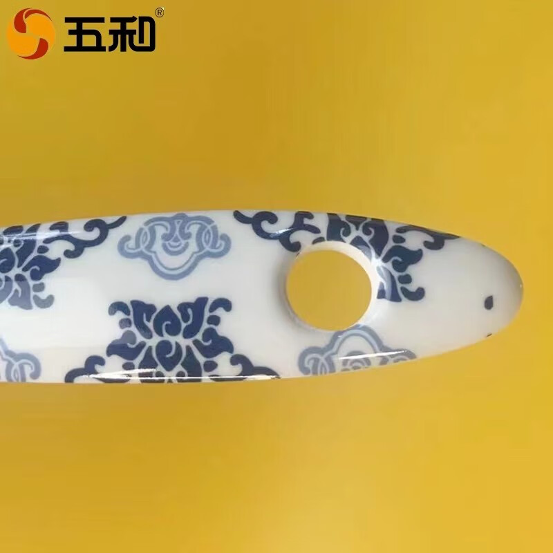 五和白色青花小汤勺子饭勺长柄汤勺密胺餐具家用汤匙调羹27.3*8.8cm长柄汤勺805高清大图