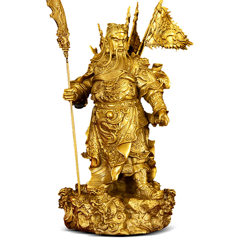 美帮汇铜关公摆件铜像武财爷神佛像大号九龙关公关羽客厅摆件工艺品高清大图