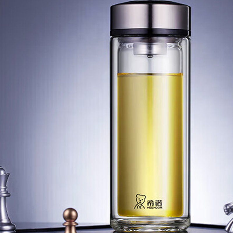 希诺玻璃杯260ml密封防漏户外便携双层隔热XN-7071高清大图