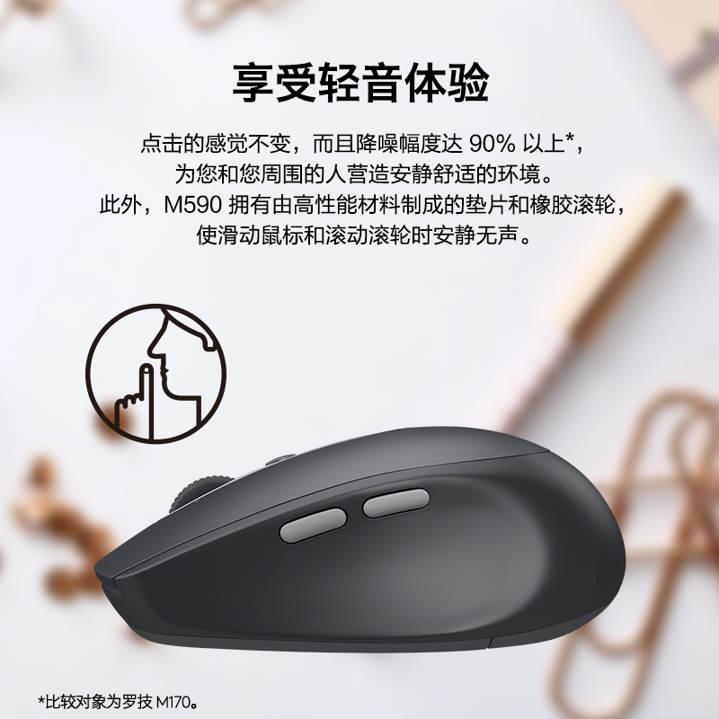 罗技(Logitech)M590无线静音蓝牙鼠标双模连接办公商务笔记本家用Flow技术 宝石红