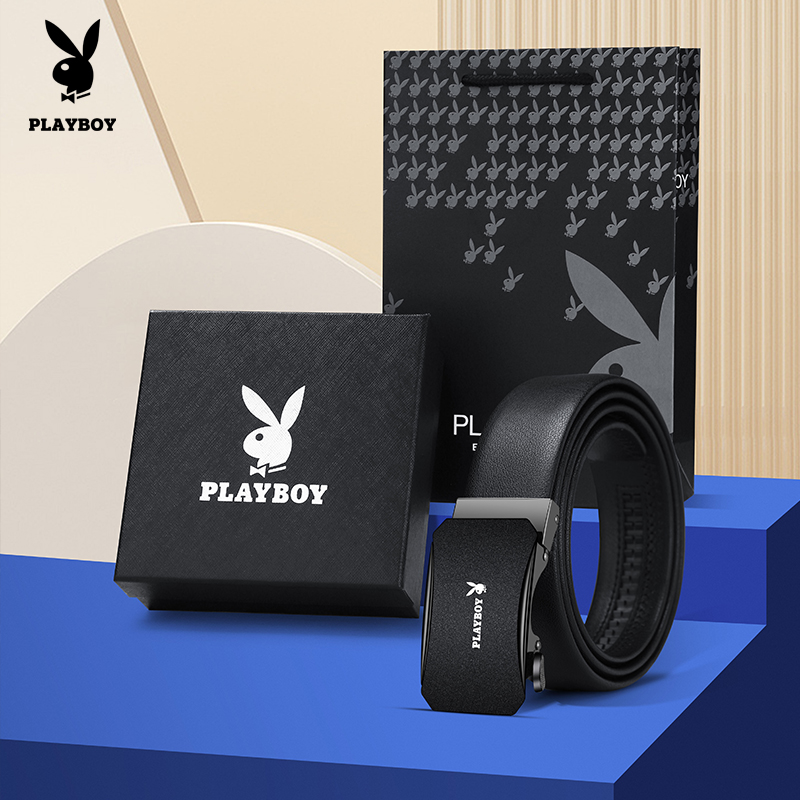花花公子皮带男款真皮2025新款自动扣商务牛皮裤带年轻人休闲腰自高清大图