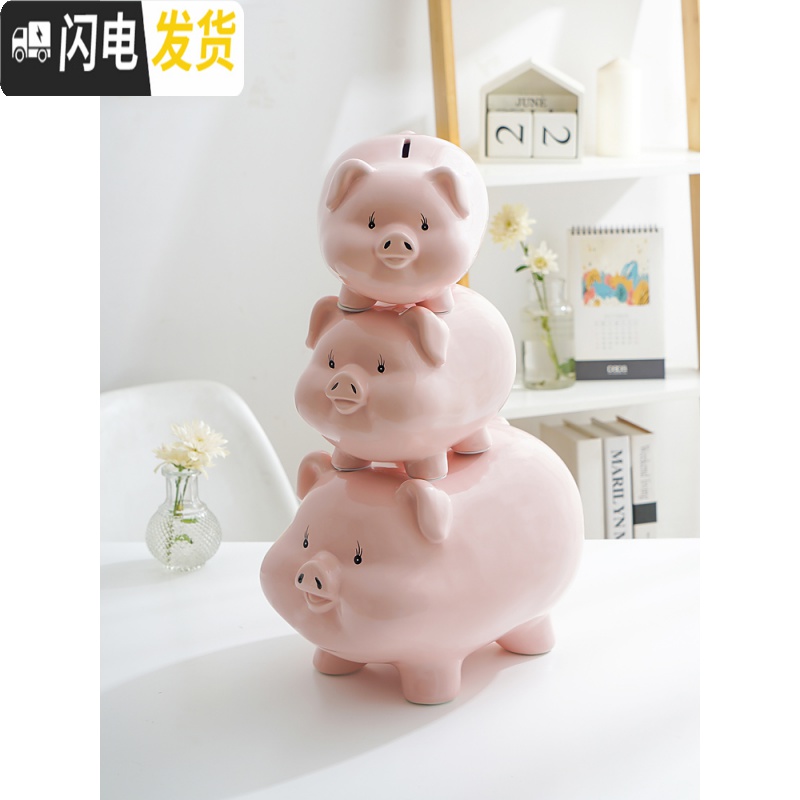 三维工匠小猪存钱罐可爱女生儿童大容量储蓄罐不可取生日陶瓷只进不出 5号[可存可取]约7000枚硬币高清大图