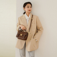 金狐狸(FOXER)女士单肩包百搭真皮斜挎包女质感时尚休闲通勤手提包