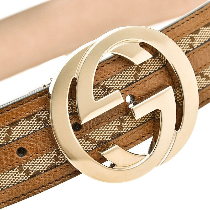 [优享]GUCCI 古驰 棕色织物配皮女士腰带 114876-KH1BG-9783 棕色 95CM