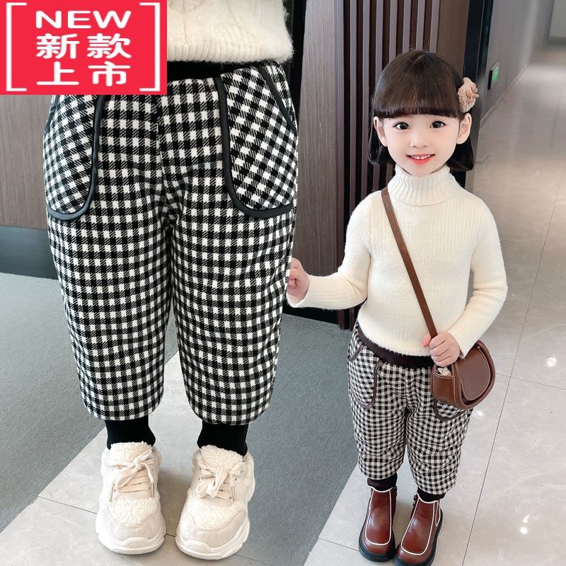 可莉允女童加绒裤子2022新款儿童洋气保暖休闲裤宝宝棉裤冬季加厚外穿保暖裤图片