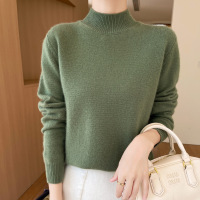 24秋冬新套头毛衣女安迪绒半高领针织打底衫女修身韩版厂 M 松石绿
