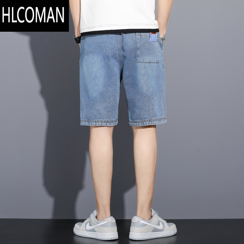 HLCOMAN牛仔短裤男夏季薄款宽松直筒2022年新款夏天潮牌高街百搭五分中裤