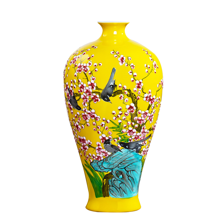 彩帮景德镇手绘陶瓷器花瓶插花中式家居客厅玄关电视柜装饰摆件礼物