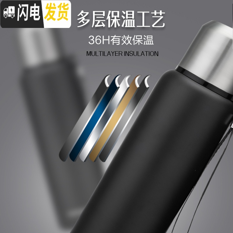 三维工匠全钢316不锈钢保温杯 男泡茶超大容量便携女茶水分离带滤网军水壶 军绿色500(316不锈钢茶水分离级版)高清大图