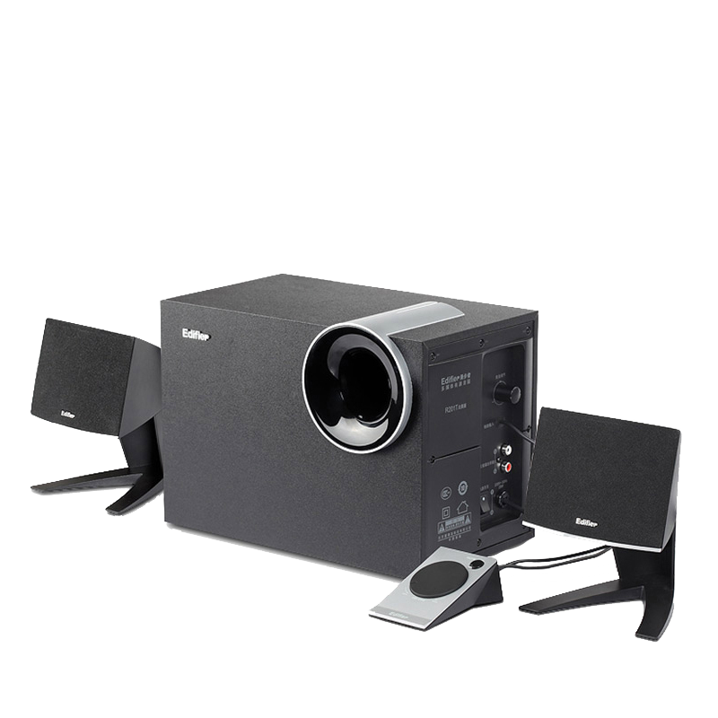 EDIFIER/漫步者 R201T北美版台式机电脑音响超重低音炮有源多媒体笔记本2.1家庭客厅大功率木质喇叭家用 灰色