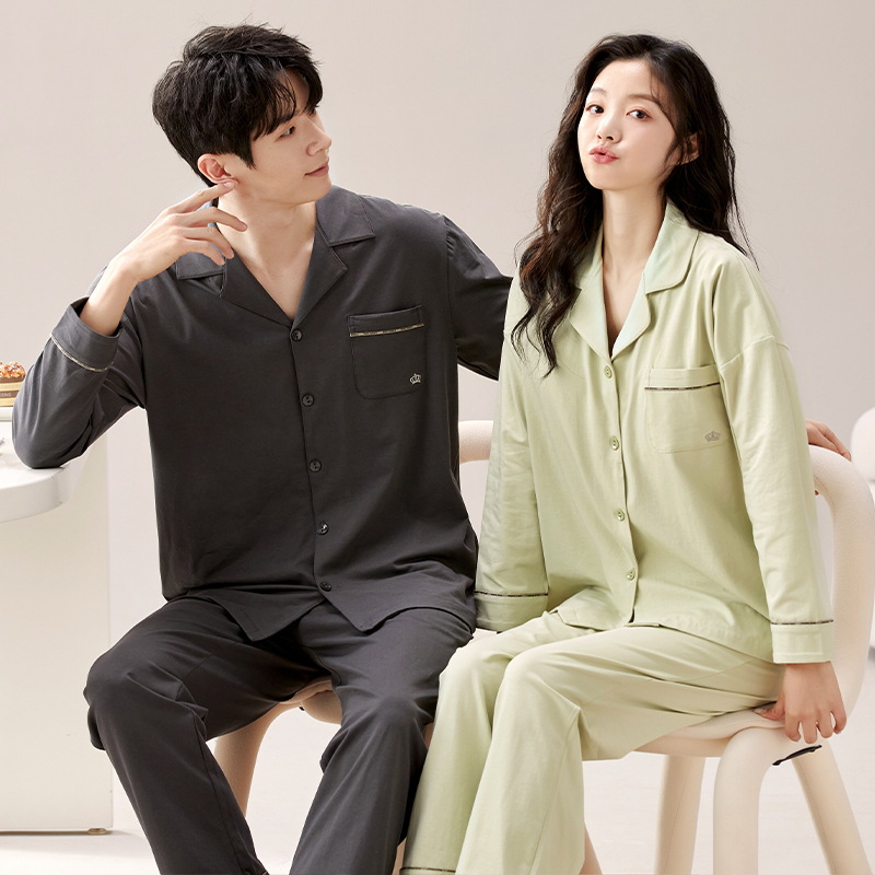 冬季长袖开衫保暖女睡衣薄款套装家居服薄绒秋季德绒男反领情侣