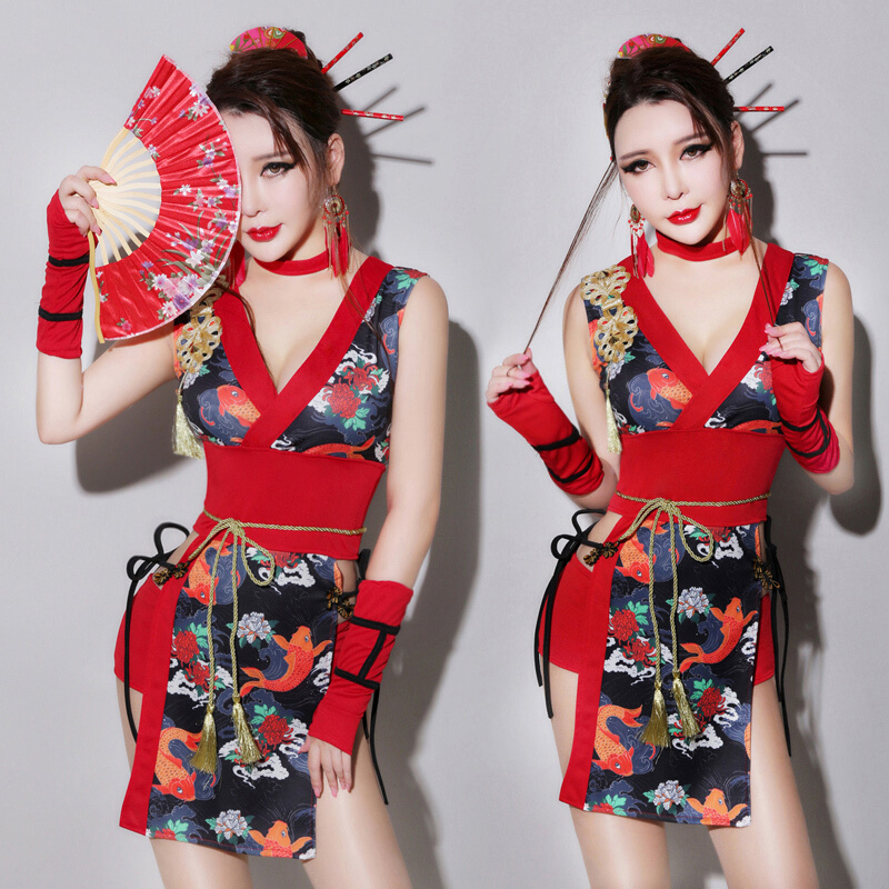 性感酒吧ds演出服复古风旗袍dj女歌手表演服写真服