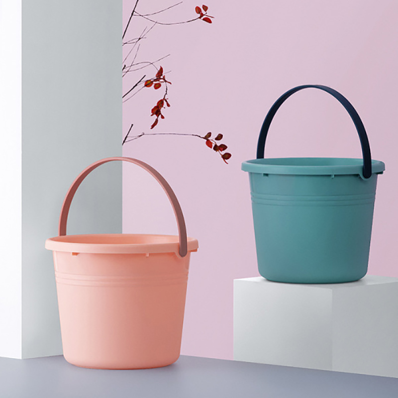 茶花手提水桶家用加厚塑料洗衣桶储水用桶洗车圆桶桶洗衣桶 拖把桶 浅蓝色(14.4L)