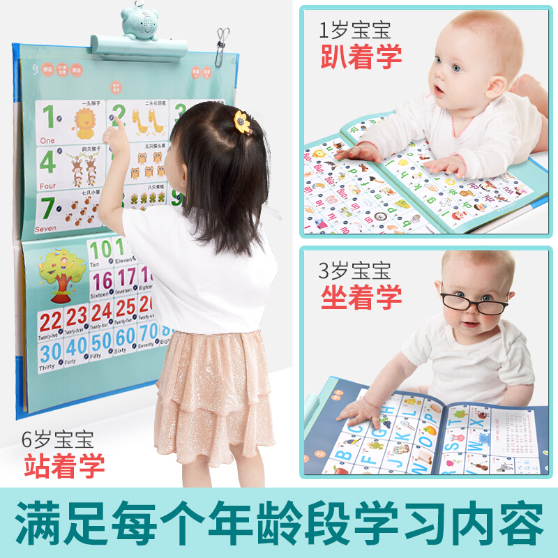 有声挂图拼音发声早教启蒙幼儿语音儿童宝宝识字卡片2玩具3岁 [充电版]31面2134个有声读物+4人装青蛙吃豆