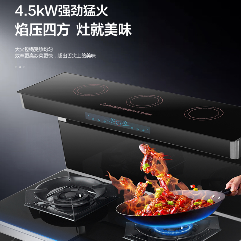 速热奇(SRQ-S1)集成灶体感蒸烤分离家用一体机侧吸下排烟灶左烤右蒸一电磁炉一燃气灶 液化气高清大图