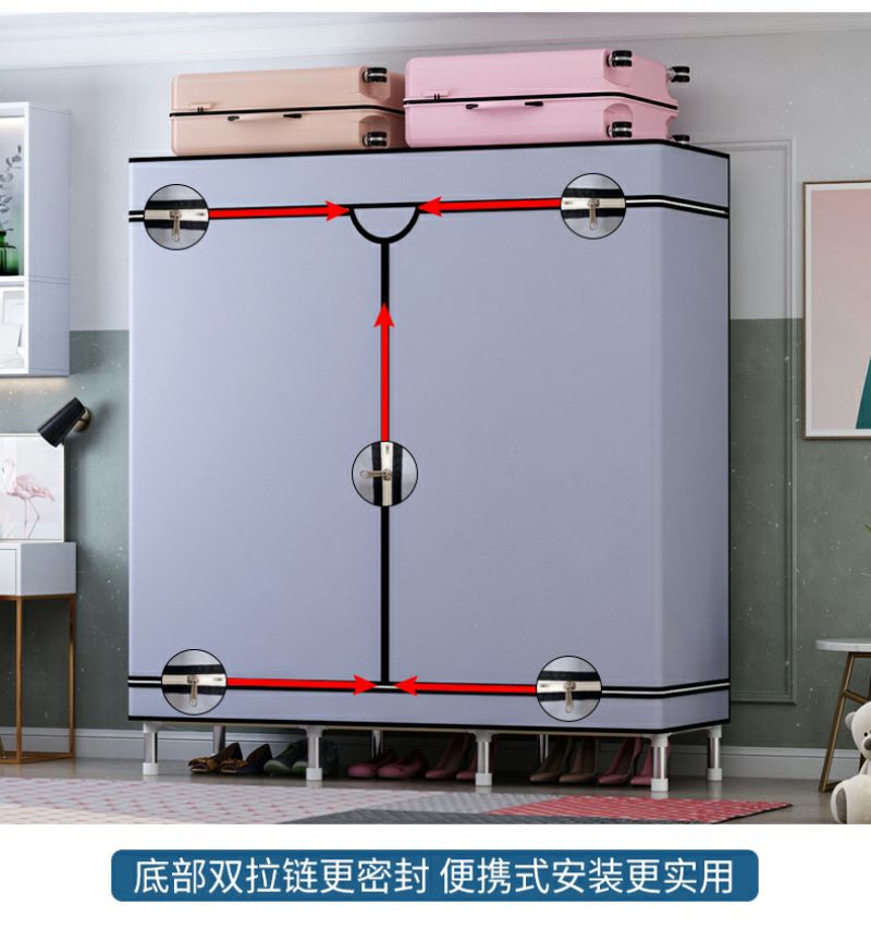 美沐芯品 简易布衣柜 1000*1800*420mm /个(jyyg005)高清大图