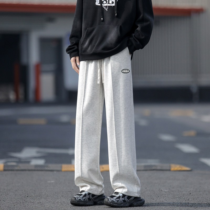 休闲运动裤子男士2024春秋新款潮流宽松直筒卫裤美式百搭阔腿长裤_07