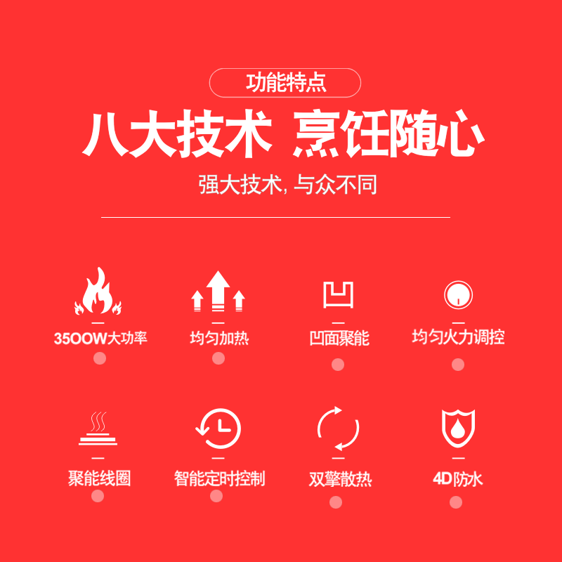 防水电磁炉凹面家用小型迷你3500w猛火大功率商用电陶3000w锅O1|3000W凹面金色 套餐4-精铁锅+5L电饭煲图片