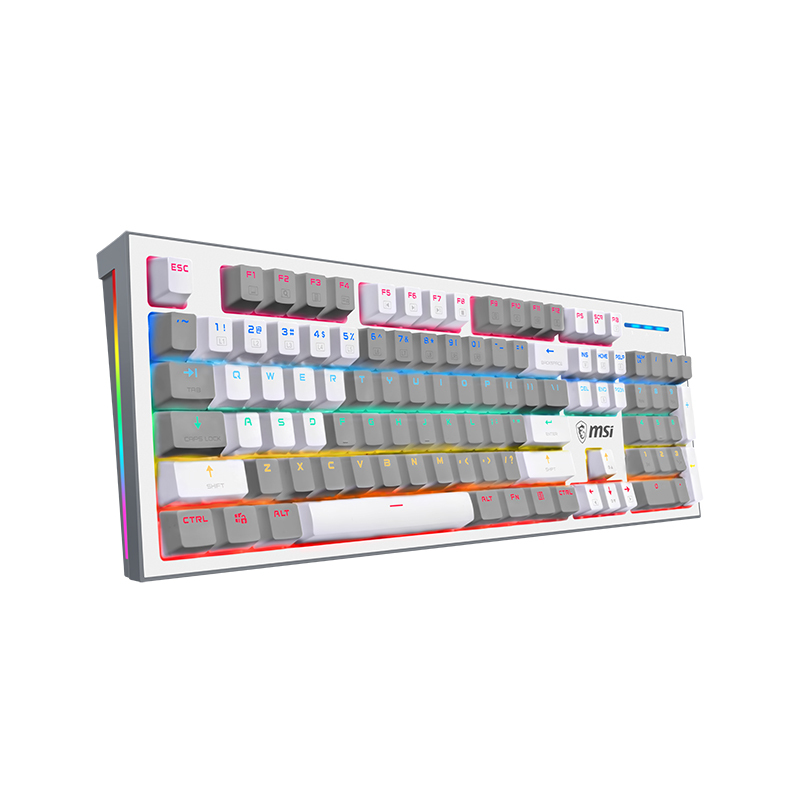 微星(MSI)GK50Z 高特机械键盘 青轴 RGB光效 宏驱动 有线 游戏电竞办公键盘 104键 电竞键盘 60度灰色