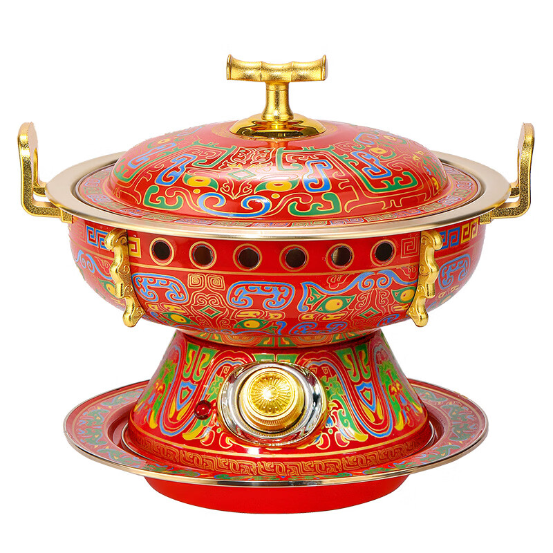 欧锐铂 家用多功能鸿运八方黄铜电火锅 ORB-477 2L