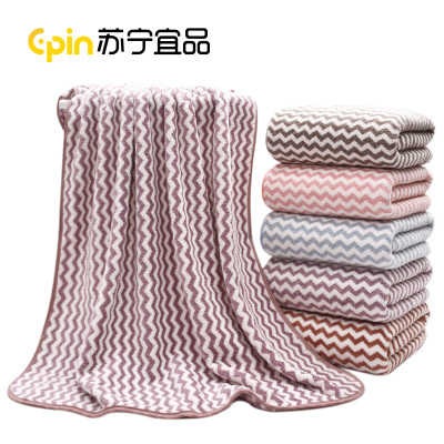 苏宁宜品 纹理珊瑚绒浴巾1条浴巾套装 柔软舒适,亲肤细腻,强吸水不掉毛 菠萝格纹风格