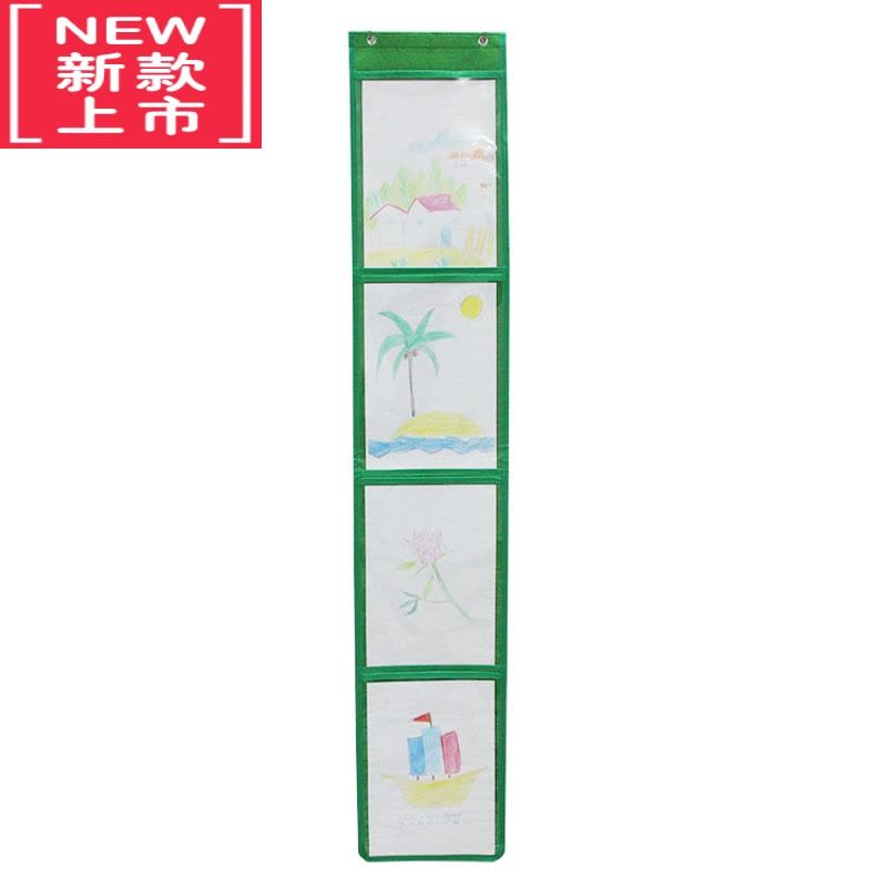 可莉允美术作品展示袋幼儿园绘画书袋a4竖版画画收纳袋透明图书挂墙挂袋图片