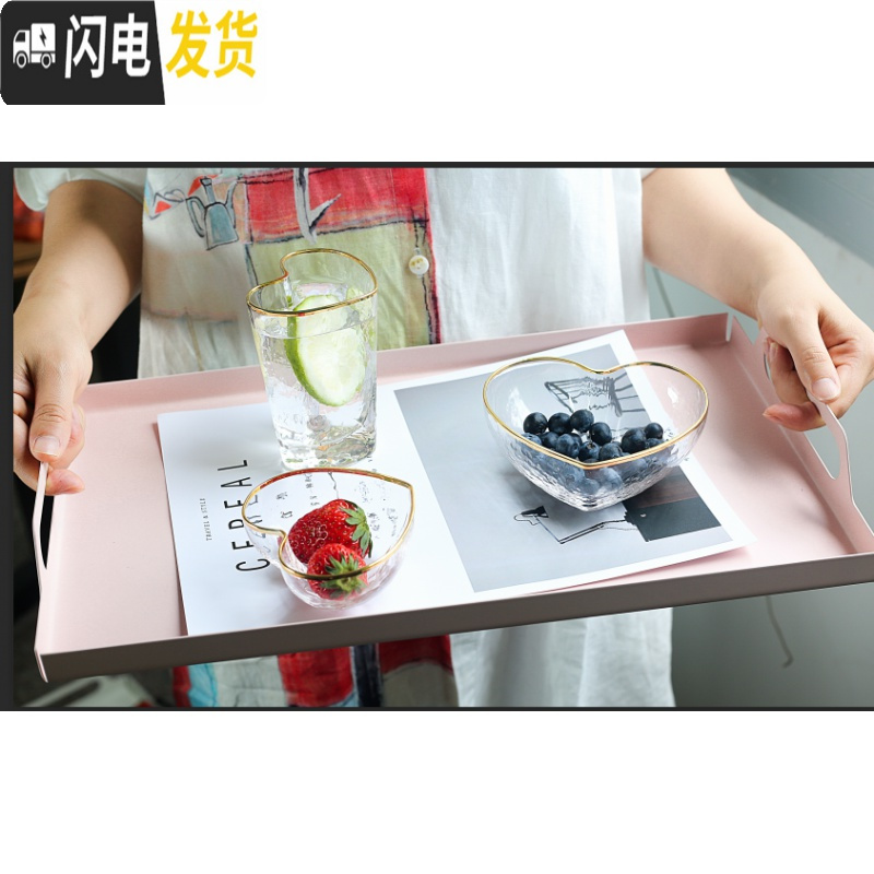 三维工匠冷水壶玻璃可高温家用茶壶套装大容量凉水壶水杯扎壶加厚白开水壶 铁艺托盘粉色大号