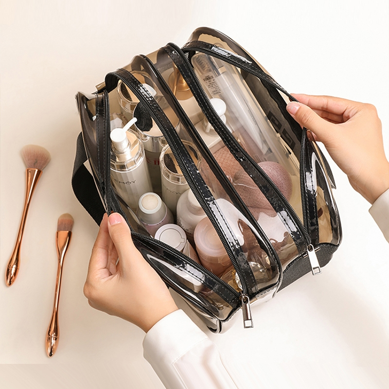 干湿分离洗漱包闪电客双层便携旅游透明防水健身游泳洗澡化妆包收纳袋