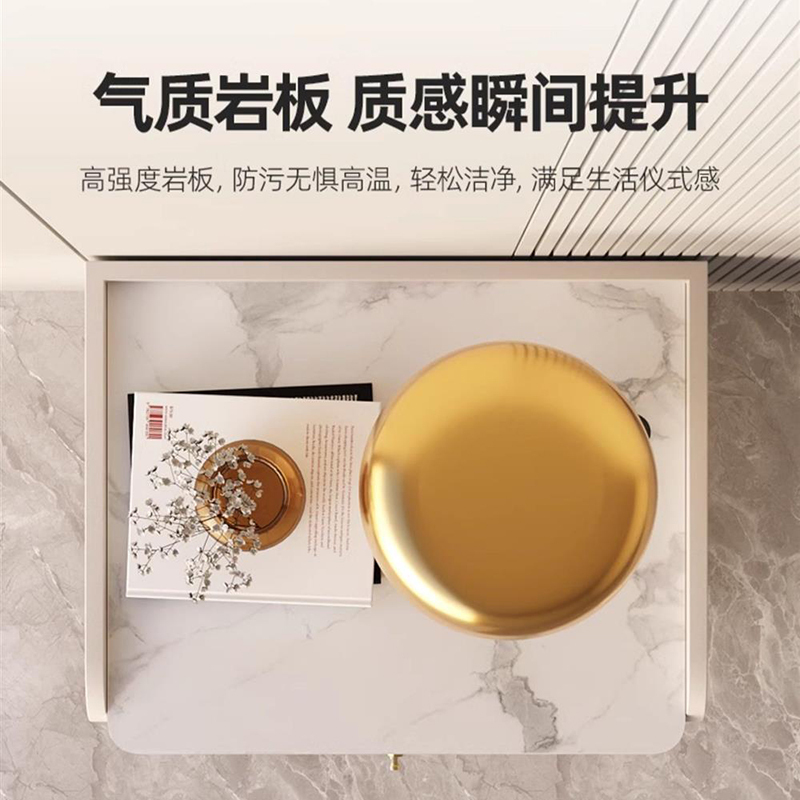 布欧格实木床头柜岩板台面高清大图